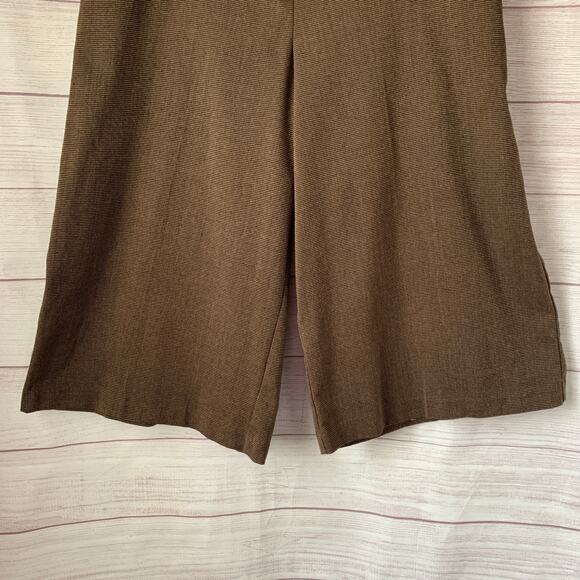 Briggs New York Brown Houndstooth Wide Leg Palazzo Cropped Pants Capris Size 14 - Picture 15 of 16